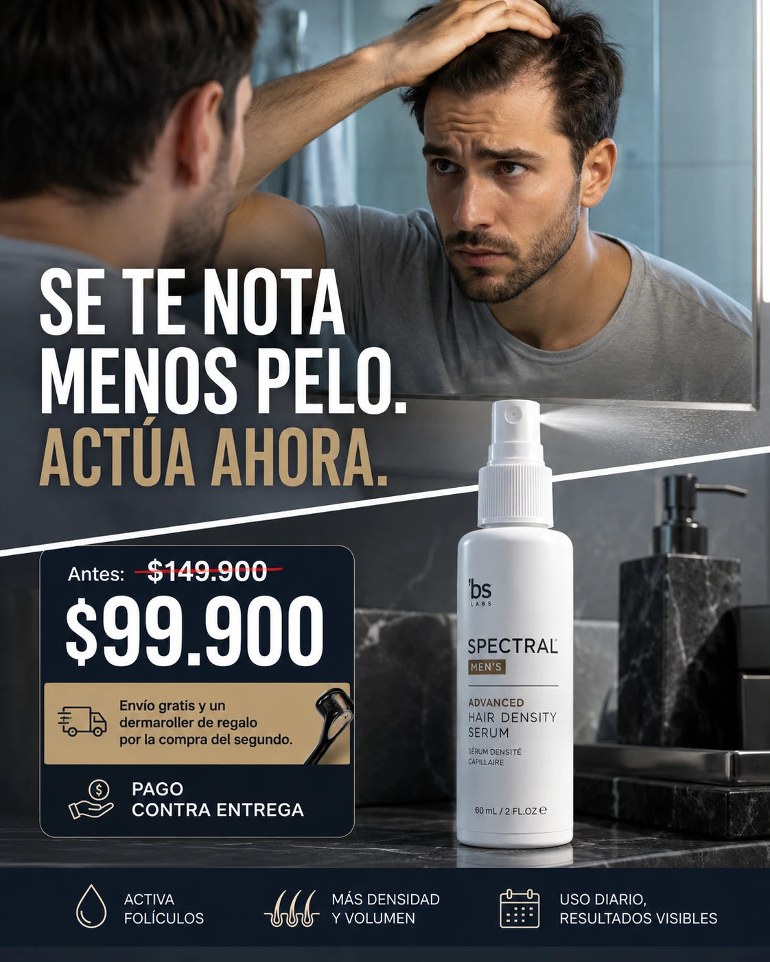 DS Laboratories Spectral.DNC-N Men's Advanced Hair Density Serum con Nanoxidil al 5%